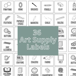 Printable Art Labels, Art Supply Labels, Craft Organization, Art Storage, Classroom Labels, Montessori Custom Organization, Craft Labels