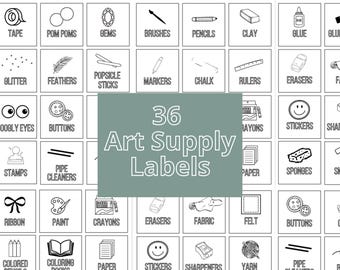 Printable Art Supply Labels, Classroom Organization (Digital Download)