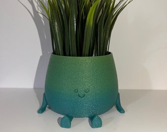 Happy Fuzzy Skin Face / Head Planter - Cute Succulent Plant Pot - 3D Printed Eco Friendly, Recyclable Material