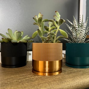 Mid Century Modern Plant Pot & Tray - Cute Succulent Planter Pot - 3D Printed