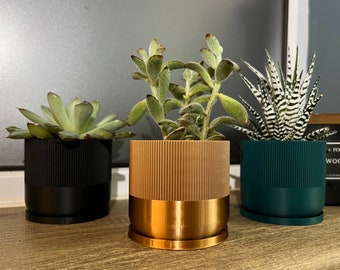 Mid Century Modern Plant Pot & Tray - Cute Succulent Planter Pot - 3D Printed