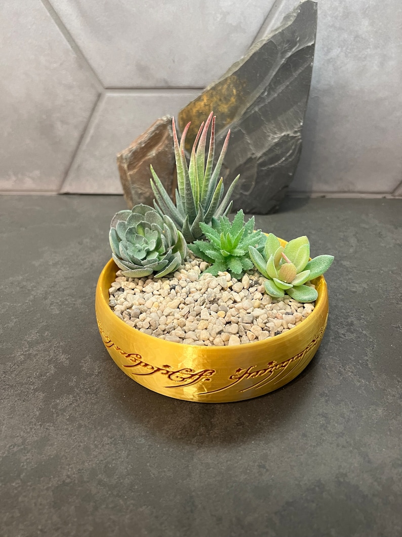 The One Ring Succulent Planter Pot Inspired by Lord of the Rings LOTR The Hobbit Gandalf Frodo Gollum Legolas 3D Printed Succulent Option 2