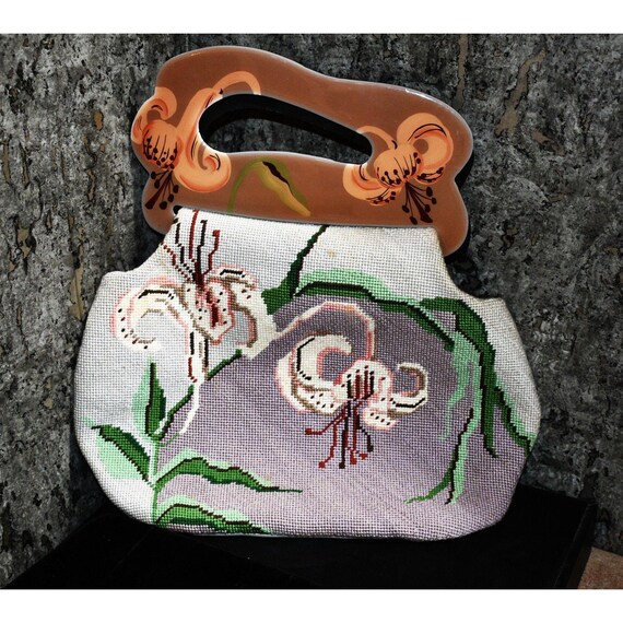 Needlepoint Moon Handbag - image 1