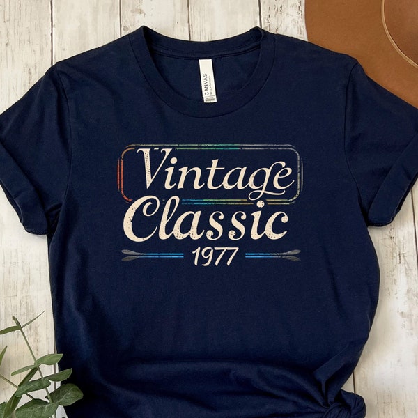Vintage Classic 1977 T-Shirt, Retro Style Birthday Tee, Unisex Adult Casual Wear, Unique Gift Idea