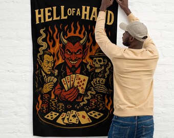 Poker Wall Hanging – “hell of a Hand” Devil Poker Art - Etsy