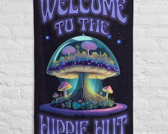 Psychedelic Mushroom Wall Hanging – Hippie Hut Terrarium Art for Boho Home Decor