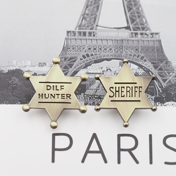 Sheriff & Deputy Gold Enamel Pin Badges | Novelty Fancy Dress | Cowboy Wild West Outlaw