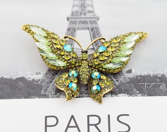 Mode emaille vlinder broche, met strass vlinder pin, Crystal ruimt decor, insect broche, vlinders broches pins vrouwen