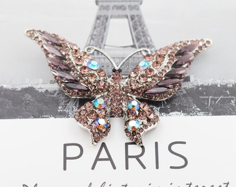 Fashion Enamel Butterfly Brooch, with Rhinestone Butterfly Pin, Crystal Broaches Decor, Insect Brooch, Butterflies Brooches Pins Women