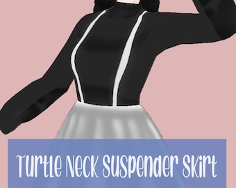 Vroid Model Assets Kleding Textuur Turtleneck en Jarretel Rok voor 3D VTuber