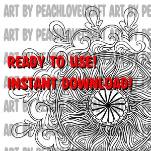 Abstract Intricate Mandala Adult Coloring Page - Version 3