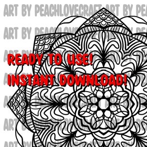 Abstract Intricate Mandala Adult Coloring Page - Version 2