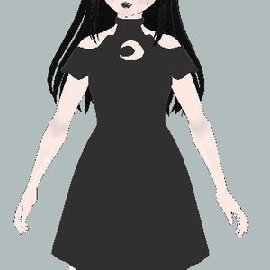 Vroid Model Assets for Vtubing Clothing Moon Dress 3D Female Model