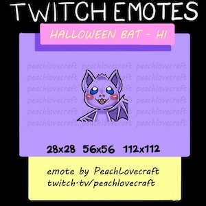 Emote for Twitch\Youtube\Discord Cute Bat Hi Halloween Wave