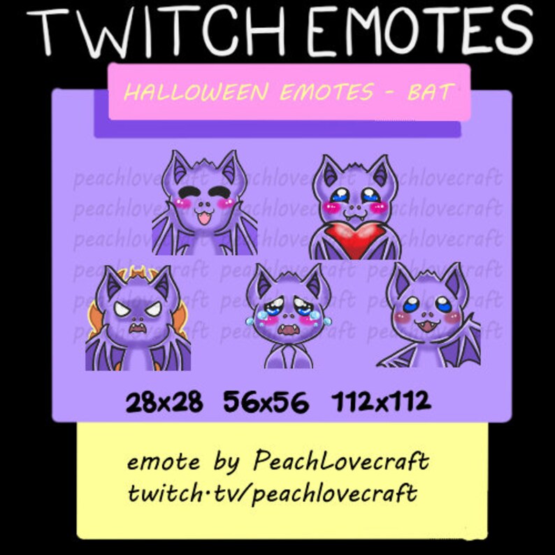 Twitch or Discord Halloween Inspired Bat Emotes - Etsy