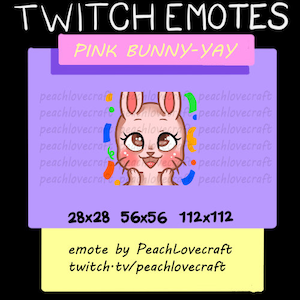 Twitch | Discord Cute Pink Bunny Excited Yay Celebration Emote