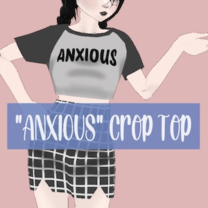 Vroid Model Assets Clothing Texture &quot;Anxious&quot; Anxiety Crop Top for 3D VTuber