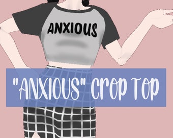 Vroid Model Assets Clothing Texture &quot;Anxious&quot; Anxiety Crop Top for 3D VTuber