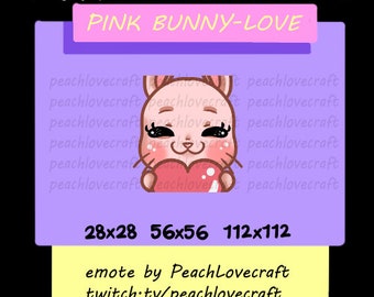 Twitch | Discord Cute Pink Bunny Heart Love Emote