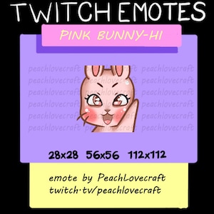 Twitch | Discord Cute Pink Bunny Hi Emote