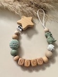 Personalized pacifier chain with name and dinosaur as a baby gift | Pacifier chain with name | Handmade product logo