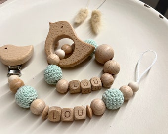 Gift set| Pacifier chain with name | Grasping toy with name | personalized