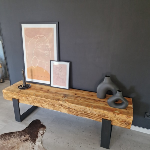 Bench lowboard reclaimed wood beams