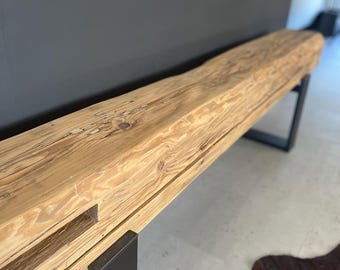 Panca su misura, credenza bassa, tavolo consolle, legno massello, mobili con travi, fatto a mano, panca in legno, legno naturale, unica, rustica, panca in vero legno