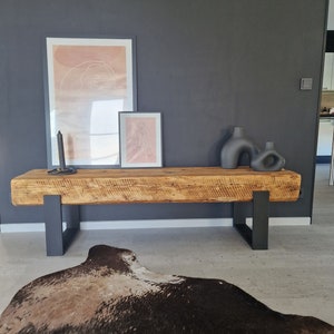 Custom-made bench lowboard console table sideboard solid wood beam furniture handmade wooden bench natural wood unique rustic real wood bench