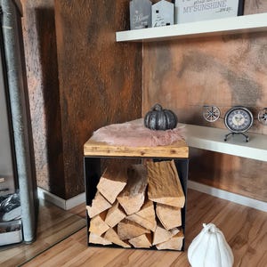 Holz und stahl sitzbank