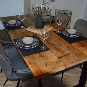 Esstisch Küchentisch Tisch Bohlen Massiv Holz Stahl Altholz Bild 7