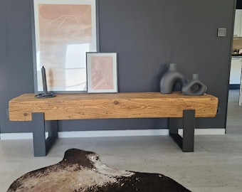 Panca su misura, credenza, tavolo consolle, credenza, legno massello, mobili con travi, fatti a mano, panca in legno, legno naturale, unica, rustica, panca in vero legno