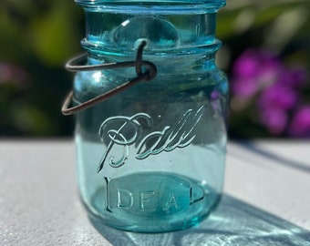 Blue Ball Jar | Antique Ideal Pint Jar 16oz 1910-1923