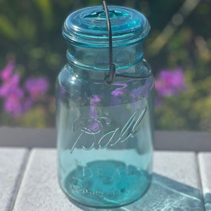 Kugelgefäß | Blau Mason Vintage Ideal Quart 32 Unzen Wire Top
