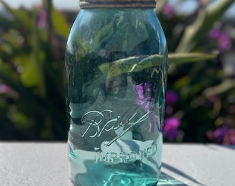 Blue Ball Jar | Improved Half Gallon Rare Glass