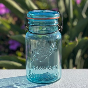 Kugelgefäß | Blue Mason Canning Vintage Sanitary Sure Siegel 32 oz | Selten