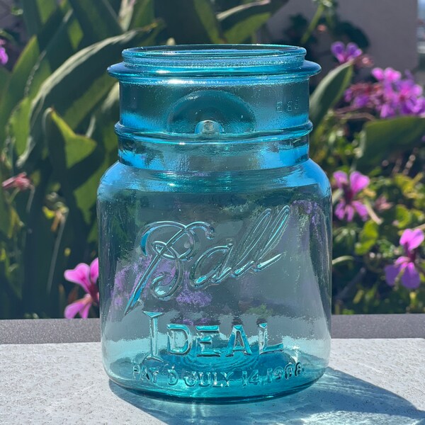 Blue Ball Jar | Vintage Ideal Wire Top 16 oz Pint No Lid