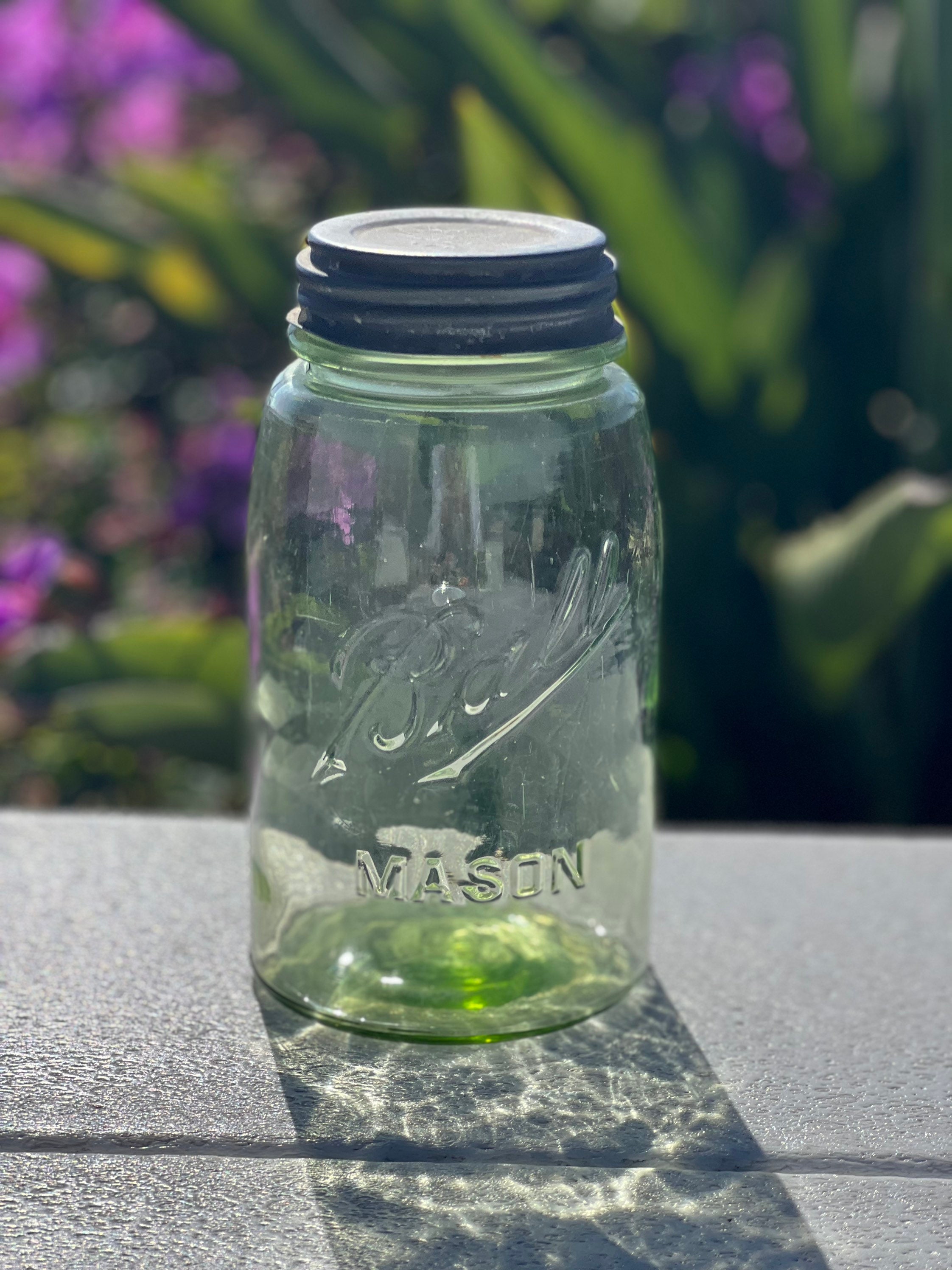 Green Ball Jar Vintage Quart 32oz With Zinc Lid Rare Etsy