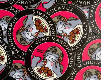 GRAVY SEALS Meme Taktisk Klistermärke Enhetslapp - Et Nunc Mandicamus (Och Nu Äter Vi) Specialstyrkor | Strikeforce69 | 100 % Tillverkad i USA