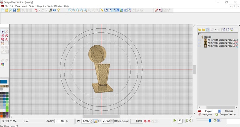 Championship trophy embroidery digital file  etsy