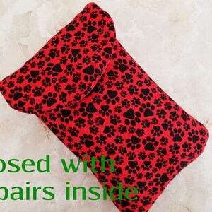 Double Eyeglasses Case for Dog Lover Red Double Pocket Eyeglass Case Purse Organizer Double Sunglass Case Tampon Case image 5