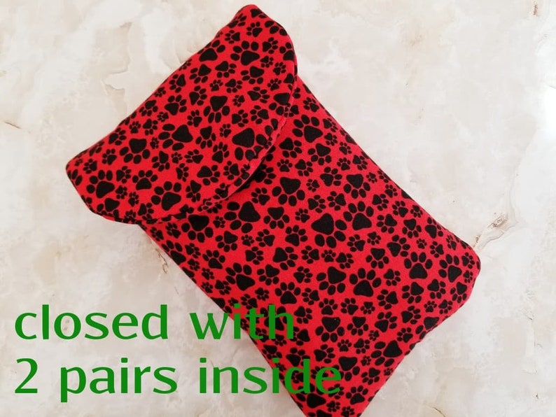 Double Eyeglasses Case for Dog Lover Red Double Pocket Eyeglass Case Purse Organizer Double Sunglass Case Tampon Case image 5