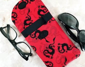 Double Eyeglasses Case for Your Heart's Delight - Red Double Pocket Eyeglass Case - Purse Organizer - Double Sunglass Case - Tampon Case