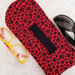 Double Eyeglasses Case for Dog Lover Red Double Pocket Eyeglass Case Purse Organizer Double Sunglass Case Tampon Case image 3