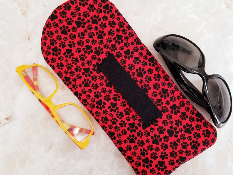 Double Eyeglasses Case for Dog Lover Red Double Pocket Eyeglass Case Purse Organizer Double Sunglass Case Tampon Case image 3