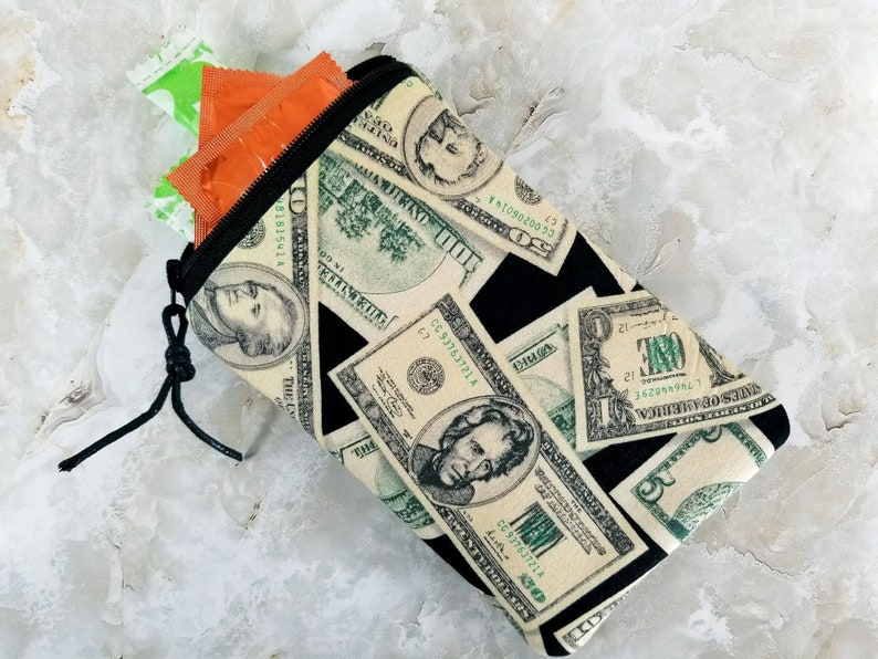 Money Money Money Come to Me Eyeglass Case for One Pair of Glasses Single Pocket Case Tampon or Condom Case Purse Organizer image 3