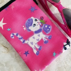 Pink Eyeglass Case: Glamour Kitty Zipper Pouch, Girls Gift