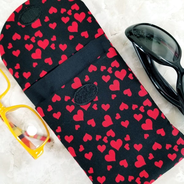 Double Eyeglasses Case for Your Heart's Delight - Red Double Pocket Eyeglass Case - Purse Organizer - Double Sunglass Case - Tampon Case