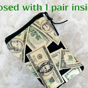 Money Money Money Come to Me Eyeglass Case for One Pair of Glasses Single Pocket Case Tampon or Condom Case Purse Organizer image 5