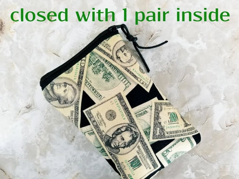 Money Money Money Come to Me Eyeglass Case for One Pair of Glasses Single Pocket Case Tampon or Condom Case Purse Organizer image 5